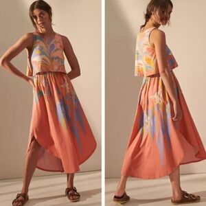 Anthropologie Coral High Low Dress